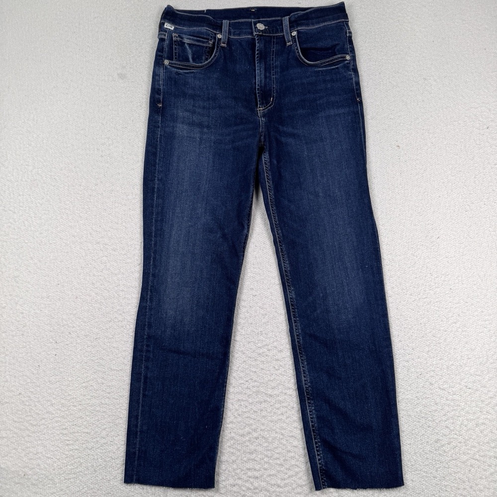 Citizens of Humanity Jeans Womens 27 Isola Straight Leg Dark Wash Cut Raw Hem